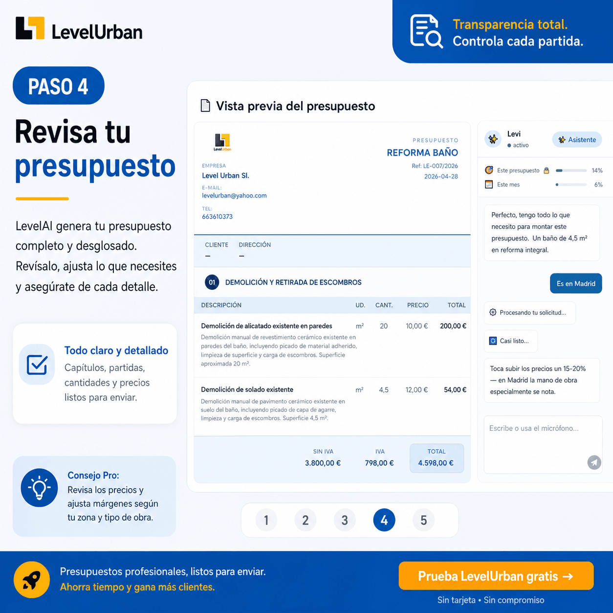 Vista previa del presupuesto